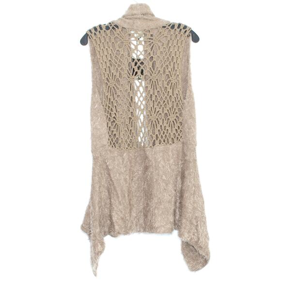 NWT Escio Womens Cardigan Sweater Vest Sleeveless Eyelash Brown Size Large FE - Picture 2 of 2